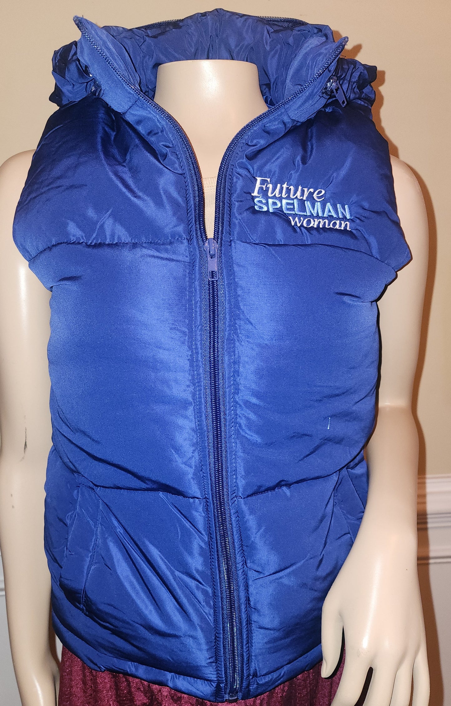 Youth Spelman Hooded Blue Puffer Vest